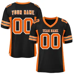 Black Orange Insert Color Design Mesh Football Jersey