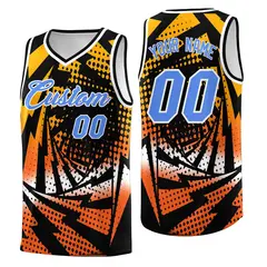 Black Orange Lightning Halftone Dot Basketball Jersey 1