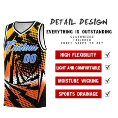Black Orange Lightning Halftone Dot Basketball Jersey 2