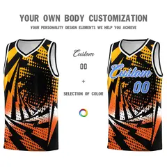 Black Orange Lightning Halftone Dot Basketball Jersey 3
