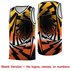 Black Orange Lightning Halftone Dot Basketball Jersey 6