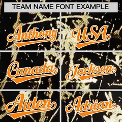 Black Orange Metallic Gold Splatter Baseball Jersey 4