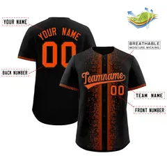 Black Orange Phonetic Rhythm Authentic Baseball Jersey 2