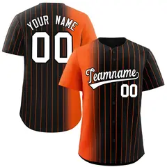 Black Orange Pinstripe Gradient Baseball Jersey