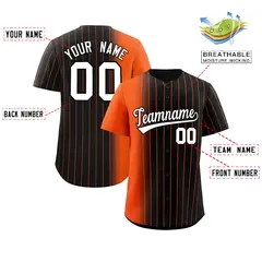 Black Orange Pinstripe Gradient Baseball Jersey 2