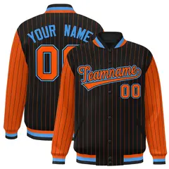 Black Orange Pinstripe Raglan Varsity Letterman Jacket 1