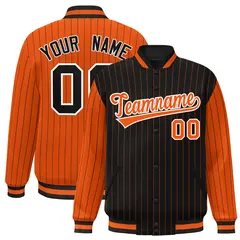 Black Orange Pinstripe Raglan Varsity Letterman Jacket 1