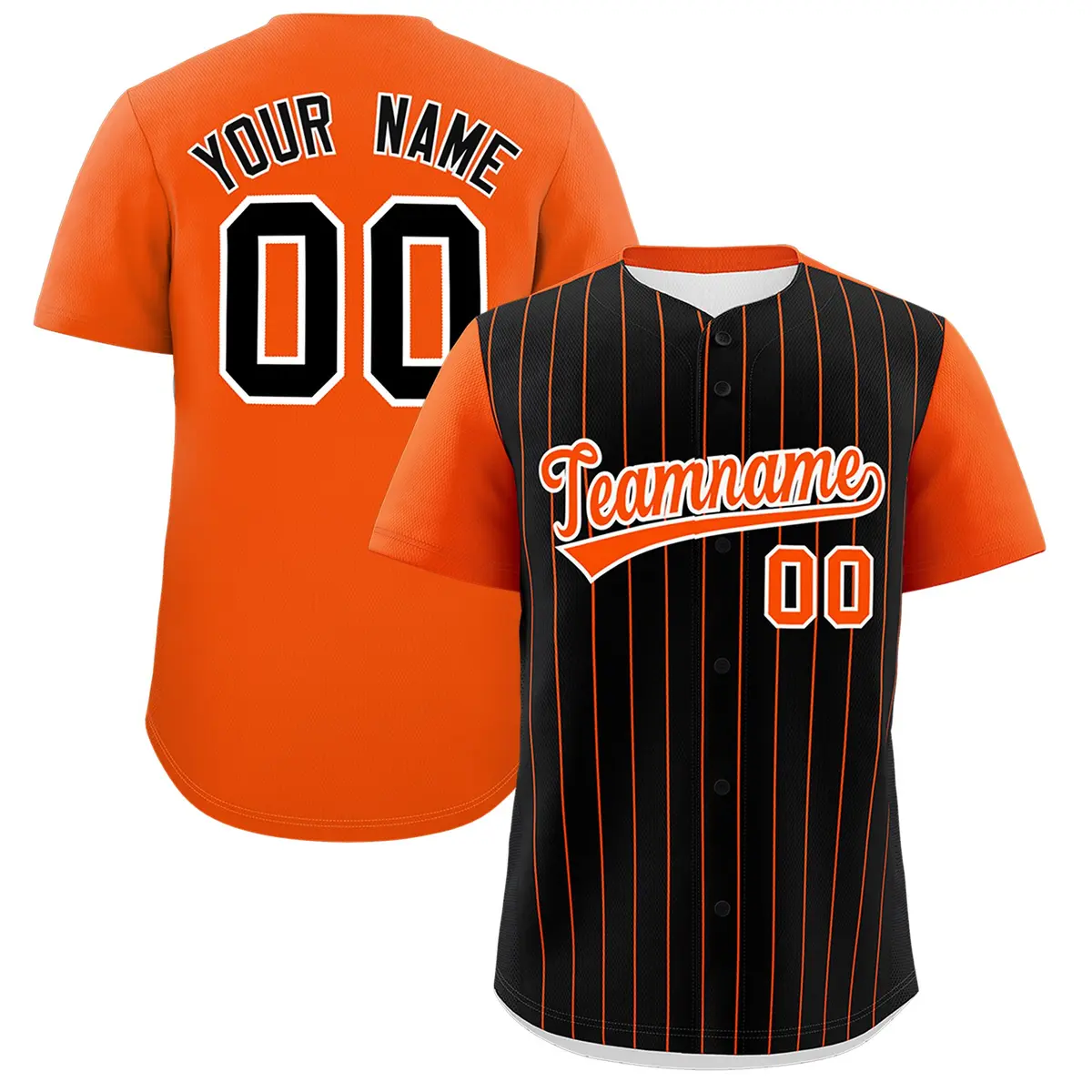 Black Orange Pinstripe Two-Tone Authentic Baseball Jersey