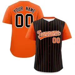 Black Orange Pinstripe Two-Tone Authentic Baseball Jersey 1
