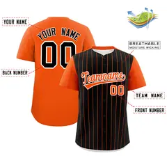 Black Orange Pinstripe Two-Tone Authentic Baseball Jersey 2
