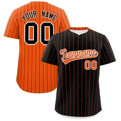 Black Orange Pinstripe Two-Tone Authentic Baseball Jersey 1