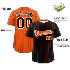 Black Orange Pinstripe Two-Tone Authentic Baseball Jersey 2