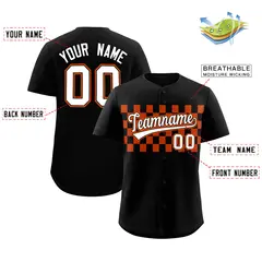 Black Orange Plaid Fashion Authentic Baseball Jersey 2