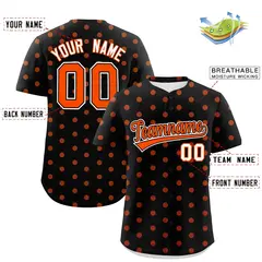 Black Orange Polka Dot Graffiti Authentic Baseball Jersey 2