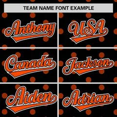 Black Orange Polka Dot Graffiti Authentic Baseball Jersey 3