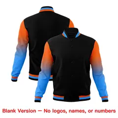 Black Orange Powder Blue Gradient Raglan Varsity Letterman Jacket 7