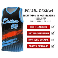 Black Orange Powder Blue Graffiti Pattern Basketball Jersey 2