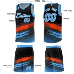 Black Orange Powder Blue Graffiti Pattern Basketball Jersey 5