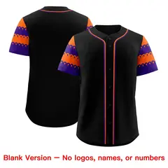 Black Orange Purple Sleeve Flag Lace Baseball Jersey 7