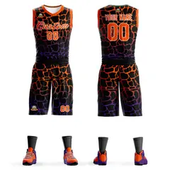 Black Orange-Purple Spotted Graffiti Basketball Jersey