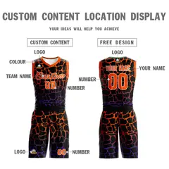 Black Orange-Purple Spotted Graffiti Basketball Jersey 3
