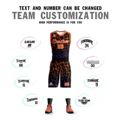 Black Orange-Purple Spotted Graffiti Basketball Jersey 4