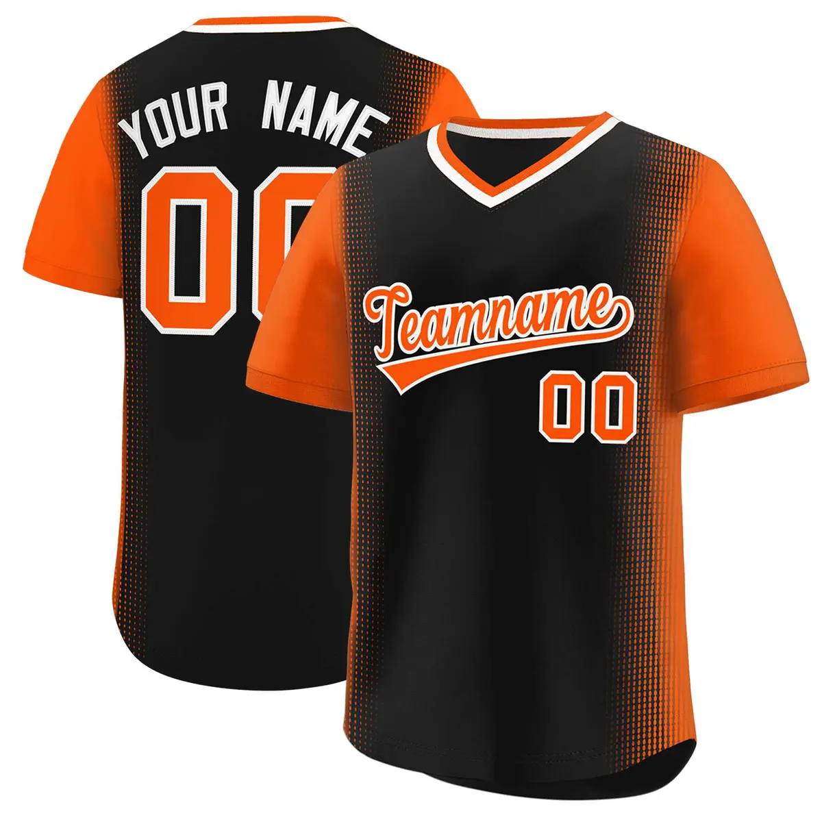 Black Orange Raglan Pullover Authentic Baseball Jersey