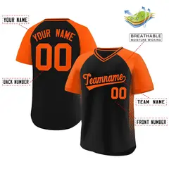 Black Orange Raglan Side Spot Pullover Baseball Jersey 2