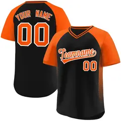 Black Orange Raglan Side Spot Pullover Baseball Jersey