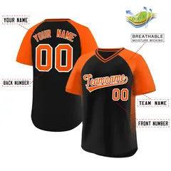 Black Orange Raglan Side Spot Pullover Baseball Jersey 2