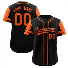 Black Orange Raglan Sleeves Authentic Baseball Jersey
