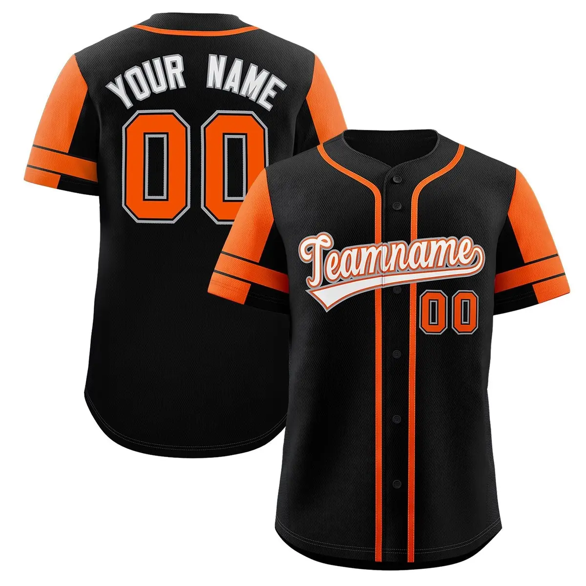 Black Orange Raglan Sleeves Authentic Baseball Jersey