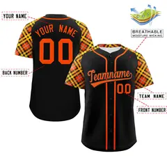 Black Orange Raglan Sleeves Authentic Baseball Jersey 2