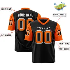 Black Orange Raglan Sleeves Authentic Football Jersey 2
