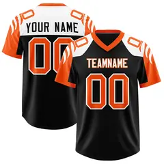 Black Orange Raglan Sleeves Authentic Football Jersey 1
