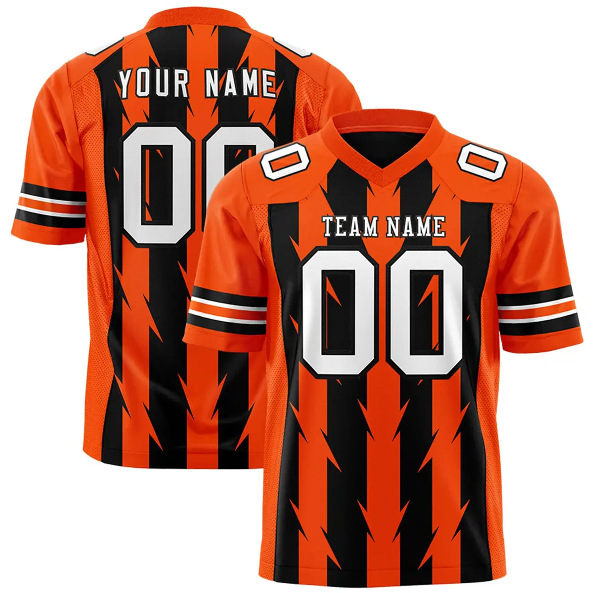 Black Orange Razr Stripe Graffiti Pattern Flag Football Jersey