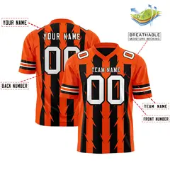 Black Orange Razr Stripe Graffiti Pattern Flag Football Jersey 2