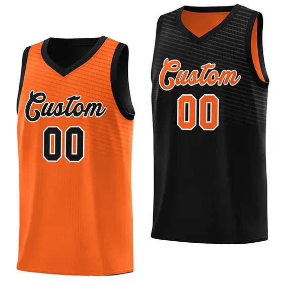 Black Orange Reversible Basketball Jersey for Men/Youth