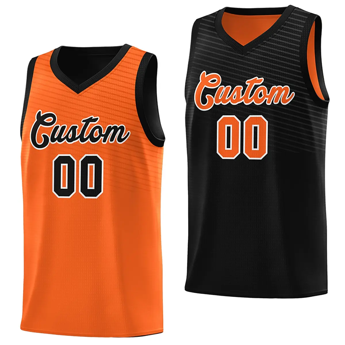 Black Orange Reversible Basketball Jersey for Men/Youth