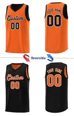 Black Orange Reversible Basketball Jersey for Men/Youth 2
