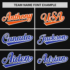 Black Orange-Royal Gradient Side Baseball Jersey 3