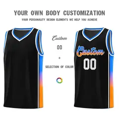 Black Orange-Royal Gradient Sports Basketball Jersey 3