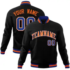 Black Orange-Royal Varsity Full-Snap Letterman Jacket 1