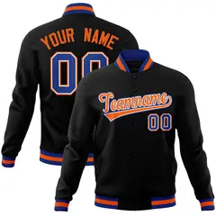 Black Orange-Royal Varsity Full-Snap Letterman Jacket