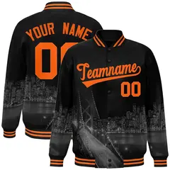 Black Orange San Francisco Skyline Varsity Full-Snap Track Jacket