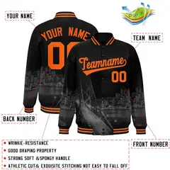 Black Orange San Francisco Skyline Varsity Full-Snap Track Jacket 2