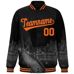 Black Orange San Francisco Skyline Varsity Full-Snap Track Jacket 3