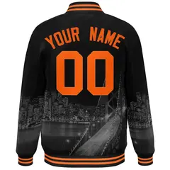 Black Orange San Francisco Skyline Varsity Full-Snap Track Jacket 4