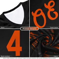 Black Orange Scratches Pattern Basketball Jersey 2