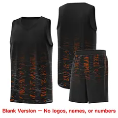 Black Orange Scratches Pattern Basketball Jersey 3